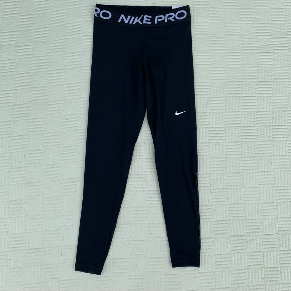 NWT Nike Black Leggings with White Logo Size Small